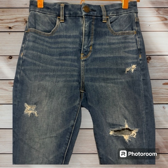 AMERICAN EAGLE JEANS WOMENS CURVY HI-RISE JEGGING DISTRESSED - Picture 5 of 7